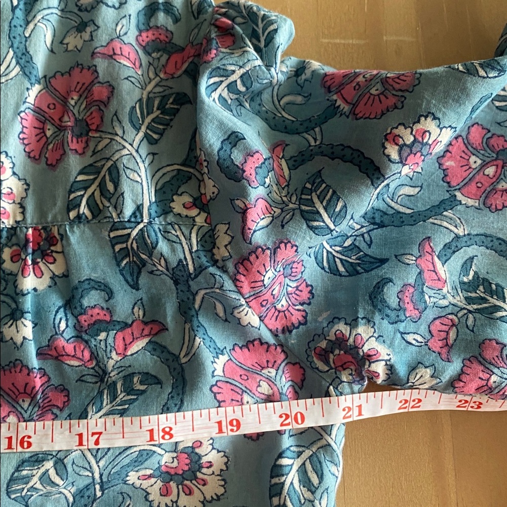 Madison Matthews 100% Cotton Floral Long-Sleeve Mini Dress Size M Vacation Beach - Picture 7 of 8